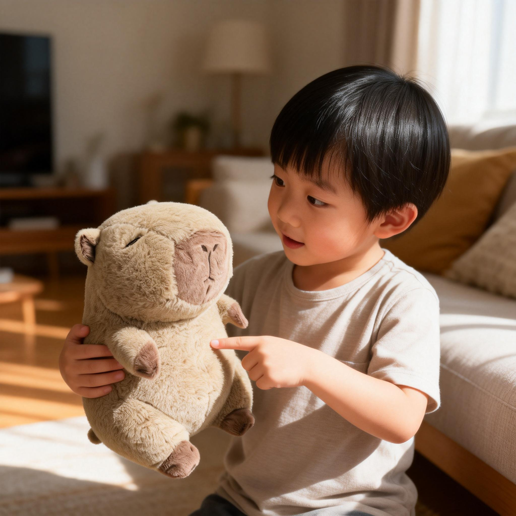 卡皮巴拉毛绒玩具示意